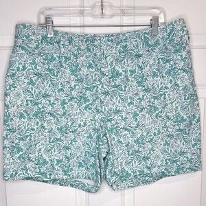 Lands End Women's Mid Rise Flat Front Floral Print Chino Shorts - Size 16w